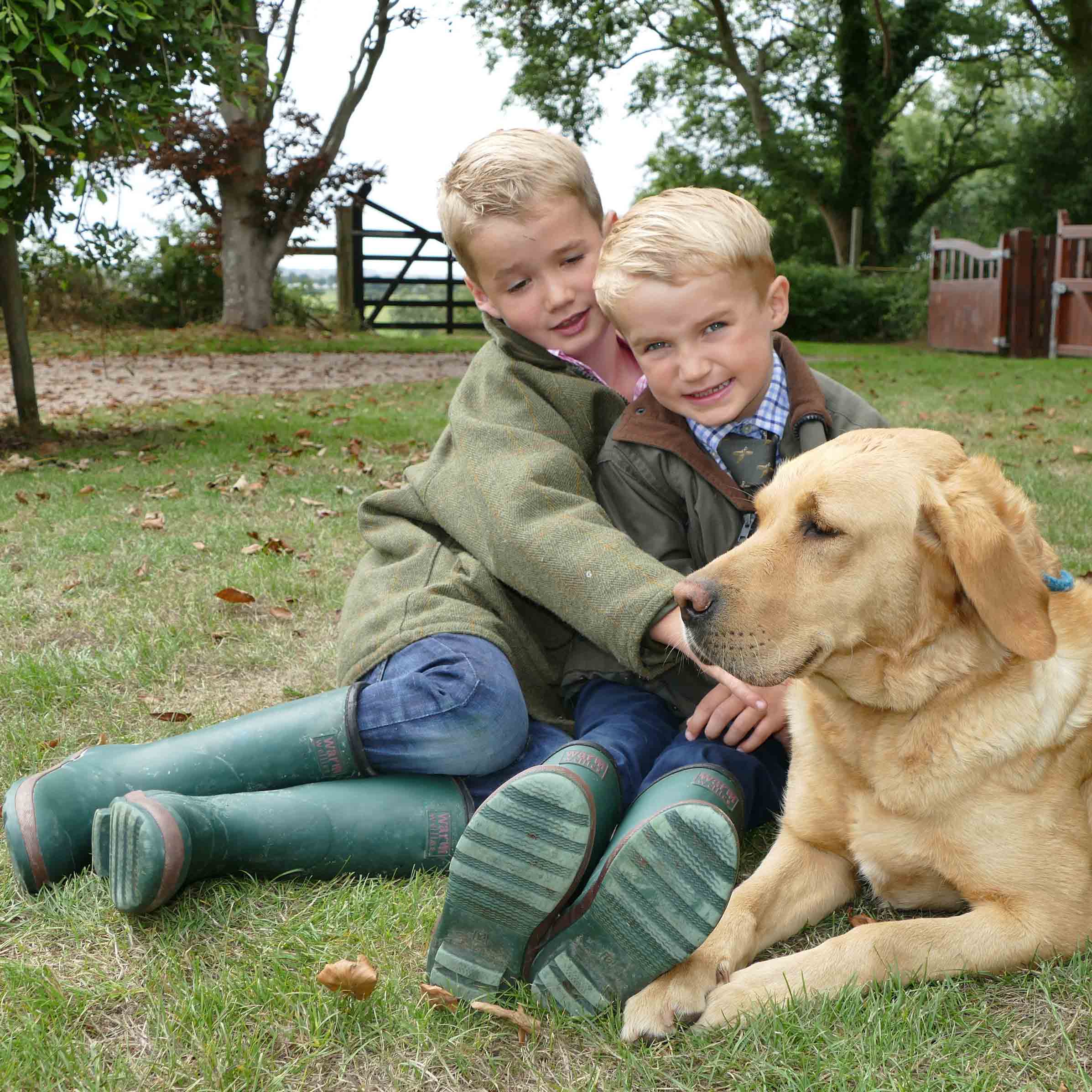 kids with dog